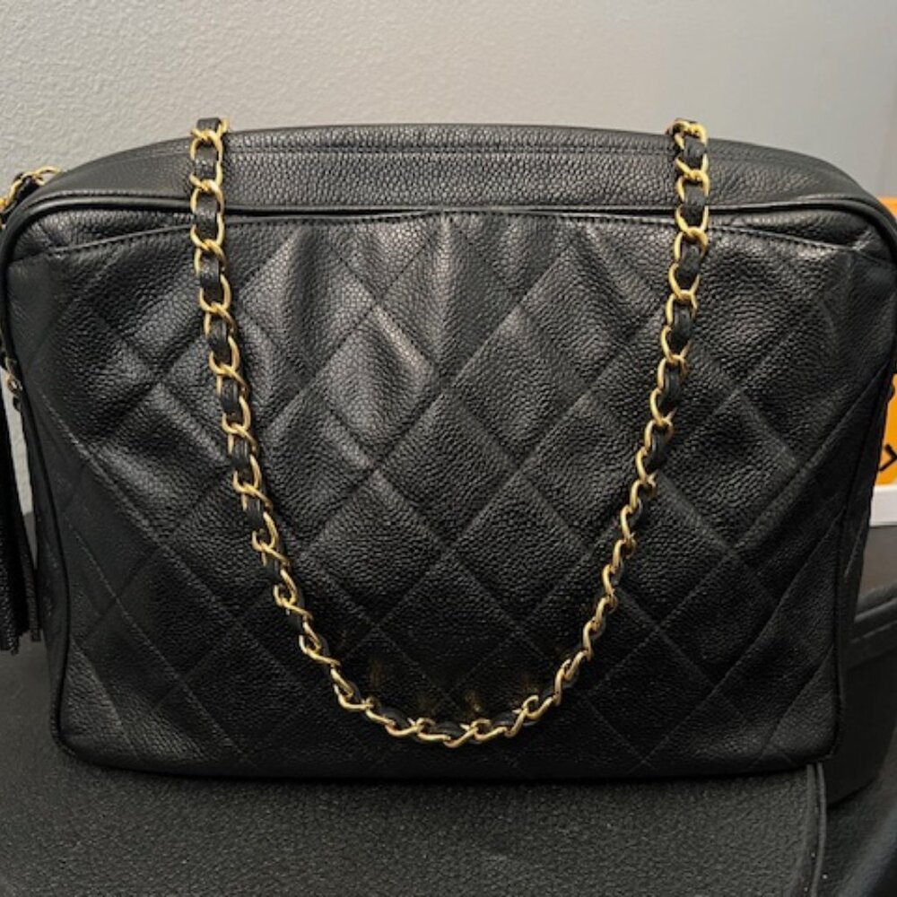 Chanel Camera Bag in Luxe Caviar with 24k Gold Chain and Tassel